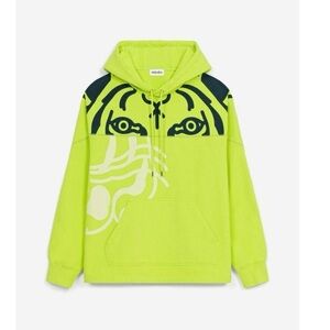 Kenzo Paris K-TIGER Hooded Sweatshirt Green/Yellow Small